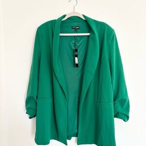 Fashion Nova Emerald Green Open-Front Blazer